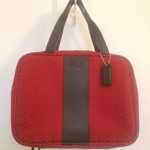 Maroon Red Vintage Coach Jacquard Toiletry Bag